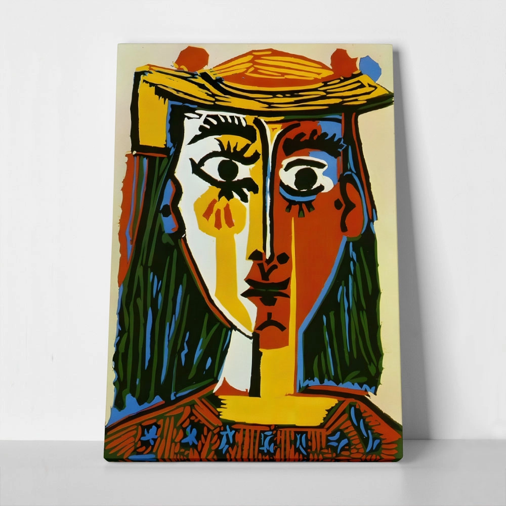 Πινακας σε καμβά PICASSO - WOMAN IN A HAT WITH POMPOMS