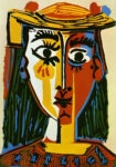 Πινακας σε καμβά PICASSO - WOMAN IN A HAT WITH POMPOMS