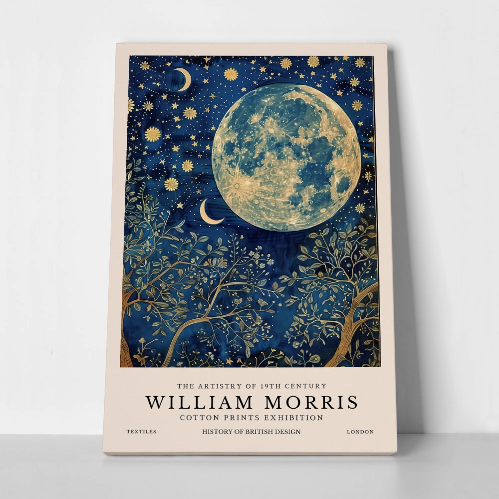 Πινακας σε καμβά WILLIAM MORRIS - BLUE MOON AND STARS 1