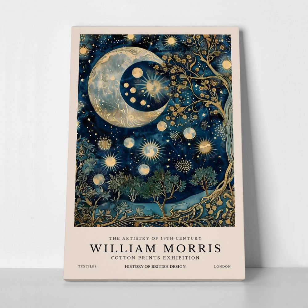Πινακας σε καμβά WILLIAM MORRIS - BLUE MOON AND STARS 2