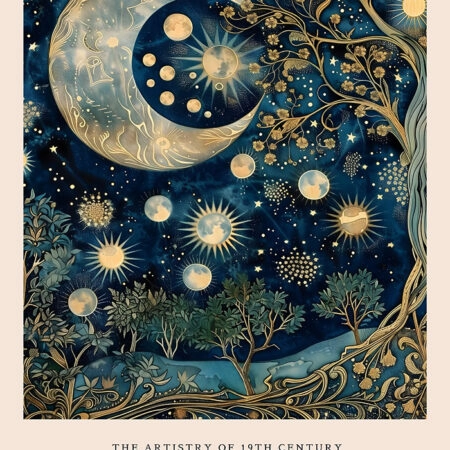Πινακας σε καμβά WILLIAM MORRIS - BLUE MOON AND STARS 2 - William Morris Sticky 5