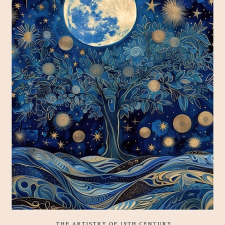 Πινακας σε καμβά WILLIAM MORRIS - BLUE MOON AND STARS 3 - William Morris Sticky 5