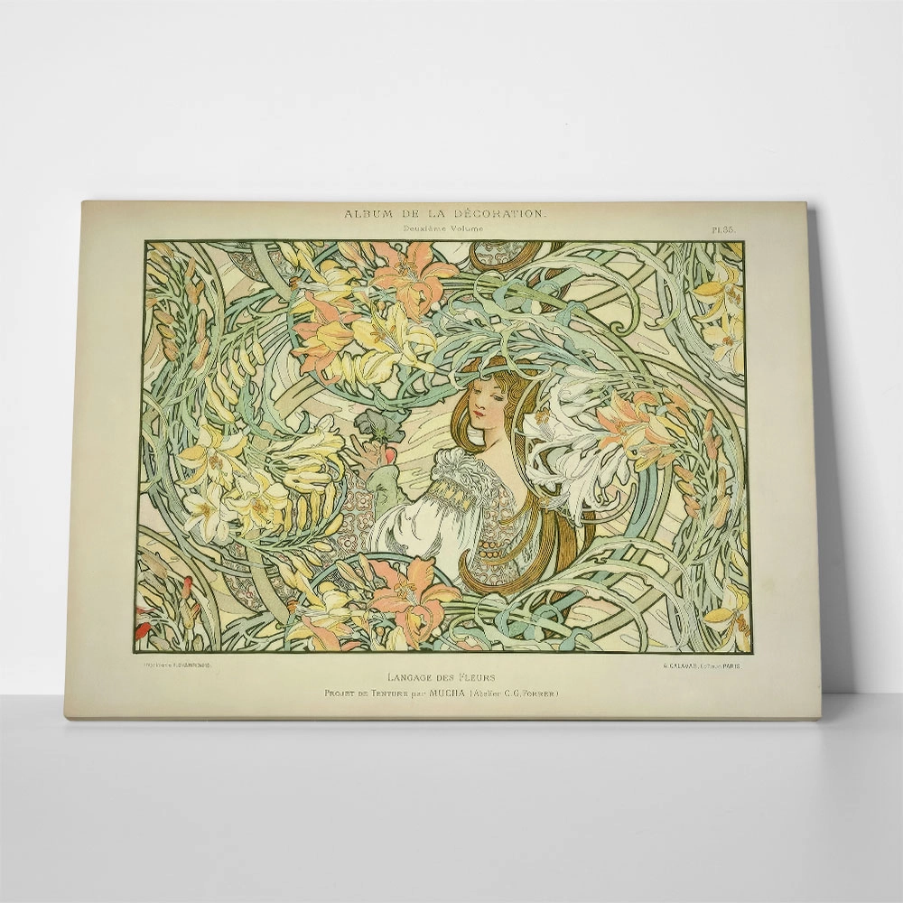Πινακας σε καμβά ALPHONSE MUCHA - LANGUAGE OF FLOWERS