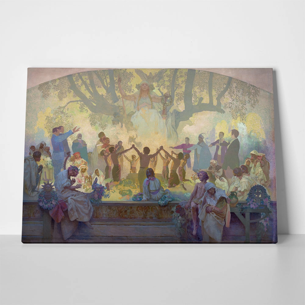 Πινακας σε καμβά ALPHONSE MUCHA - THE OATH OF OMLADINA UNDER THE SLAVIC LINDEN TREE