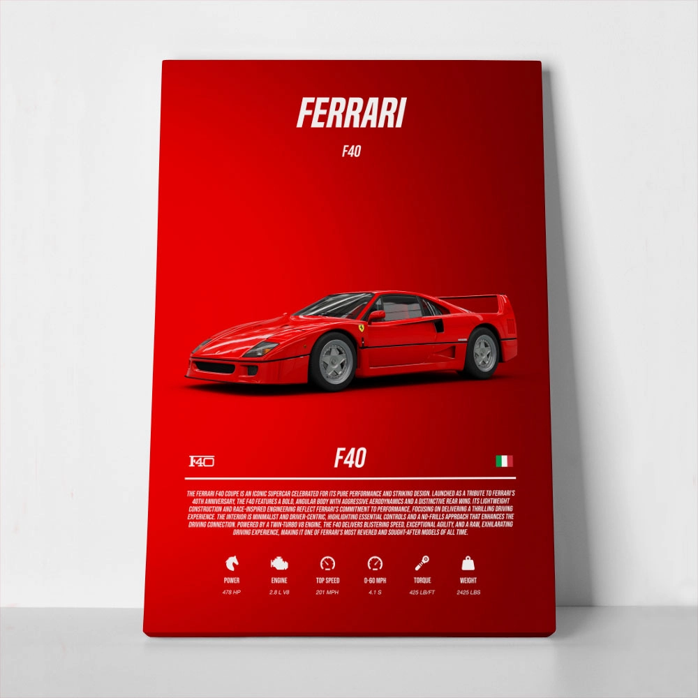 Πινακας σε καμβά FERRARI F40 IMPERIAL