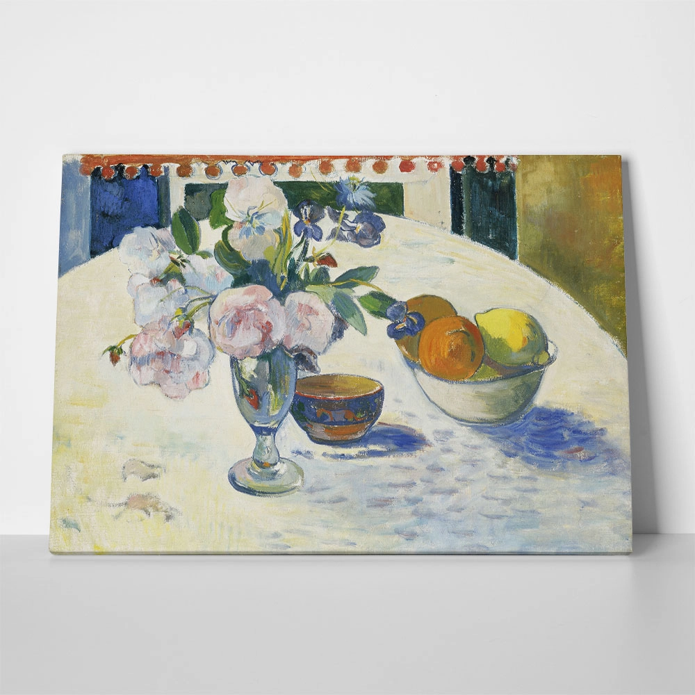 Πινακας σε καμβά PAUL GAUGUIN - FLOWERS AND A BOWL OF FRUIT ON A TABLE