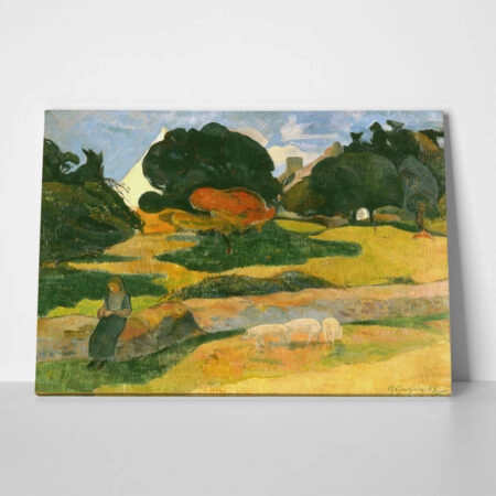 Πινακας σε καμβά PAUL GAUGUIN - GIRL HERDING PIGS - Paul Gauguin