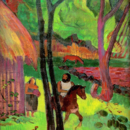 Πινακας σε καμβά PAUL GAUGUIN - RIDER IN FRONT OF THE HUT - Paul Gauguin Sticky 5