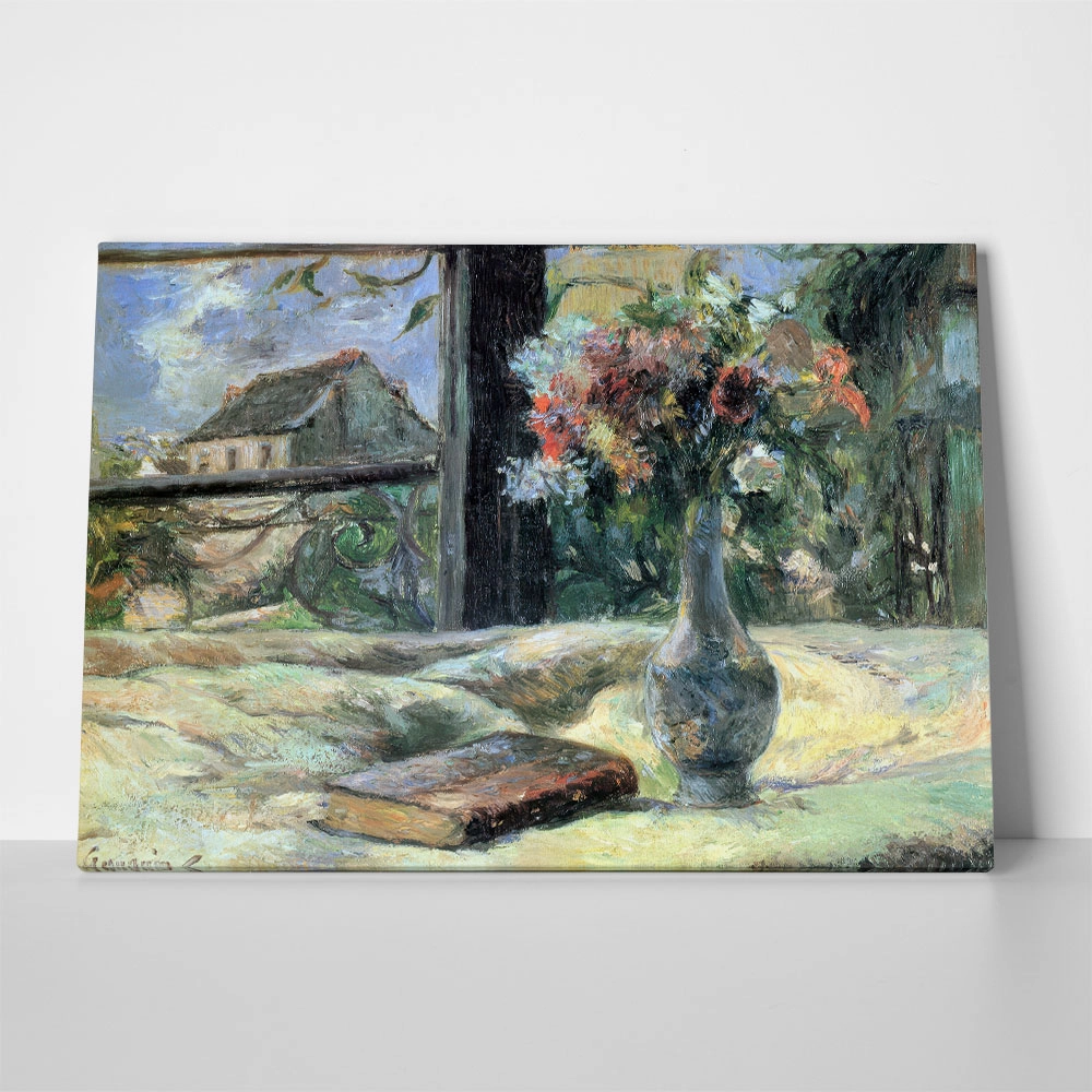 Πινακας σε καμβά PAUL GAUGUIN - STILL LIFE VASE WITH FLOWERS ON THE WINDOW