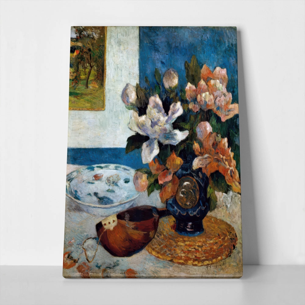 Πινακας σε καμβά PAUL GAUGUIN - STILL LIFE WITH CHINESE PEONIES AND MANDOLIN