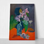 Πινακας σε καμβά PAUL GAUGUIN - STILL LIFE WITH FLOWERS AND IDOL