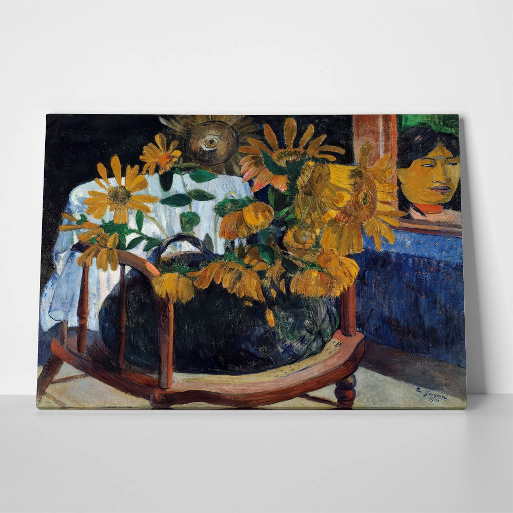 Πινακας σε καμβά PAUL GAUGUIN - STILL LIFE WITH SUNFLOWERS ON AN ARMCHAIR