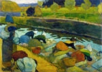 Πινακας σε καμβά PAUL GAUGUIN - WASHERWOMEN AT THE ROUBINE DU ROI CANA