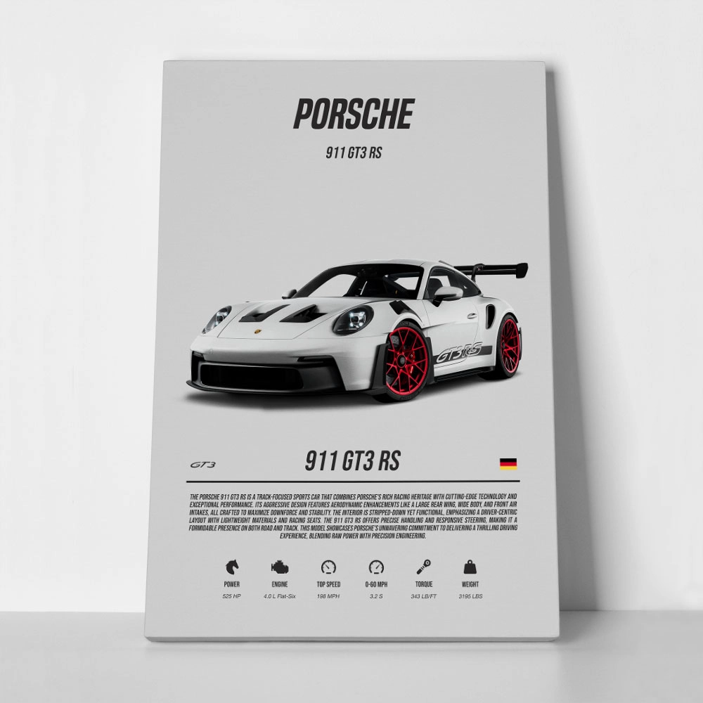 Πινακας σε καμβά PORSCHE 911 GT3 RS WHITE