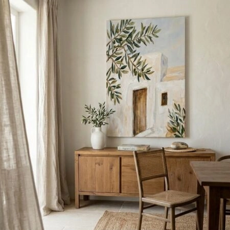 Πινακας σε καμβά CYCLADES OLIVE TREE - Παραθαλασσιες πολεις και χωρια Sticky 3