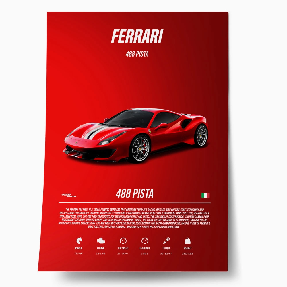 Πόστερ FERRARI 488 PISTA IMPERIAL