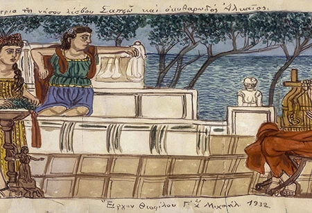 Πίνακας Πανοραμικός σε καμβά ΘΕΟΦΙΛΟΣ ΧΑΤΖΗΜΙΧΑΗΛ - ΣΑΠΦΩ ΚΑΙ ΑΛΚΑΙΟΣ - Θεόφιλος Χατζημιχαήλ Sticky 5