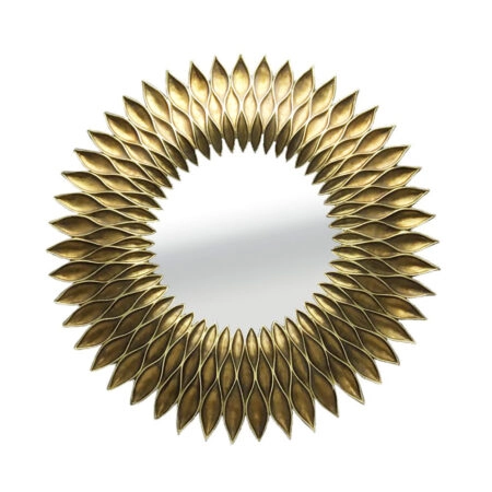 GIRASOL ΚΑΘΡΕΠΤΗΣ ΤΟΙΧΟΥ 51x51x5.5cm POLYRESIN ΧΡΥΣΟ ANTIQUE - Καθρέπτες