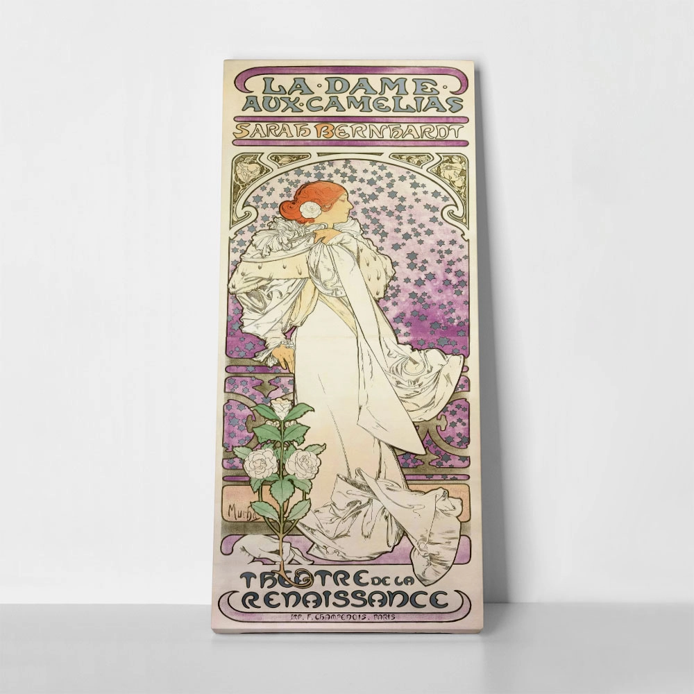 Πίνακας Πανοραμικός σε καμβά ALPHONSE MUCHA - LA DAME AUX CAMELIAS
