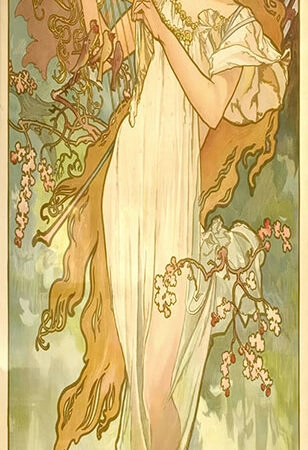 Πίνακας Πανοραμικός σε καμβά ALPHONSE MUCHA - SPRING PRINTEMPS - Alphonse Mucha Sticky 5