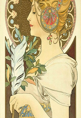 Πίνακας Πανοραμικός σε καμβά ALPHONSE MUCHA - THE FEATHER - Alphonse Mucha Sticky 5