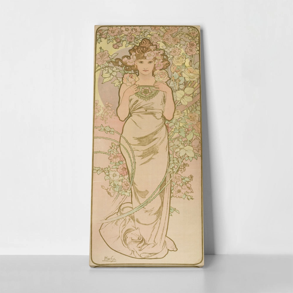 Πίνακας Πανοραμικός σε καμβά ALPHONSE MUCHA - THE ROSE