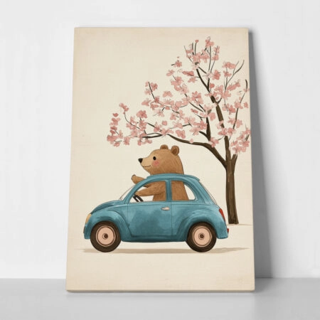 Πινακας σε καμβά BEAR DRIVING - Παιδικοι και set
