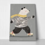 Πινακας σε καμβά BEAR ON ROLLERS