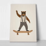 Πινακας σε καμβά BEAR ON SKATEBOARD