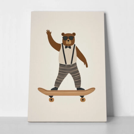 Πινακας σε καμβά BEAR ON SKATEBOARD - Παιδικοι και set