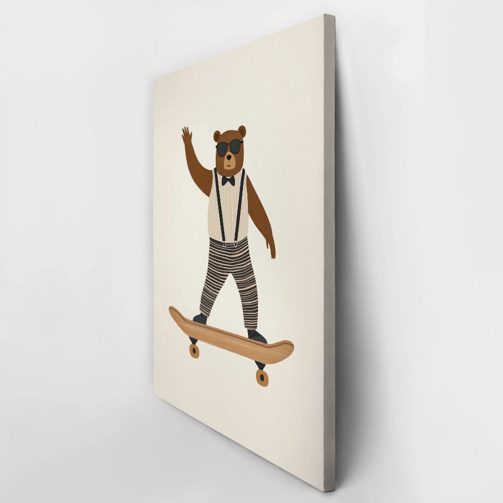 Πινακας σε καμβά BEAR ON SKATEBOARD