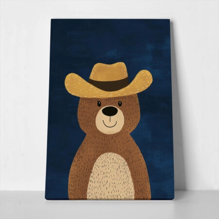 Πινακας σε καμβά BEAR WITH A HAT - Παιδικοι και set