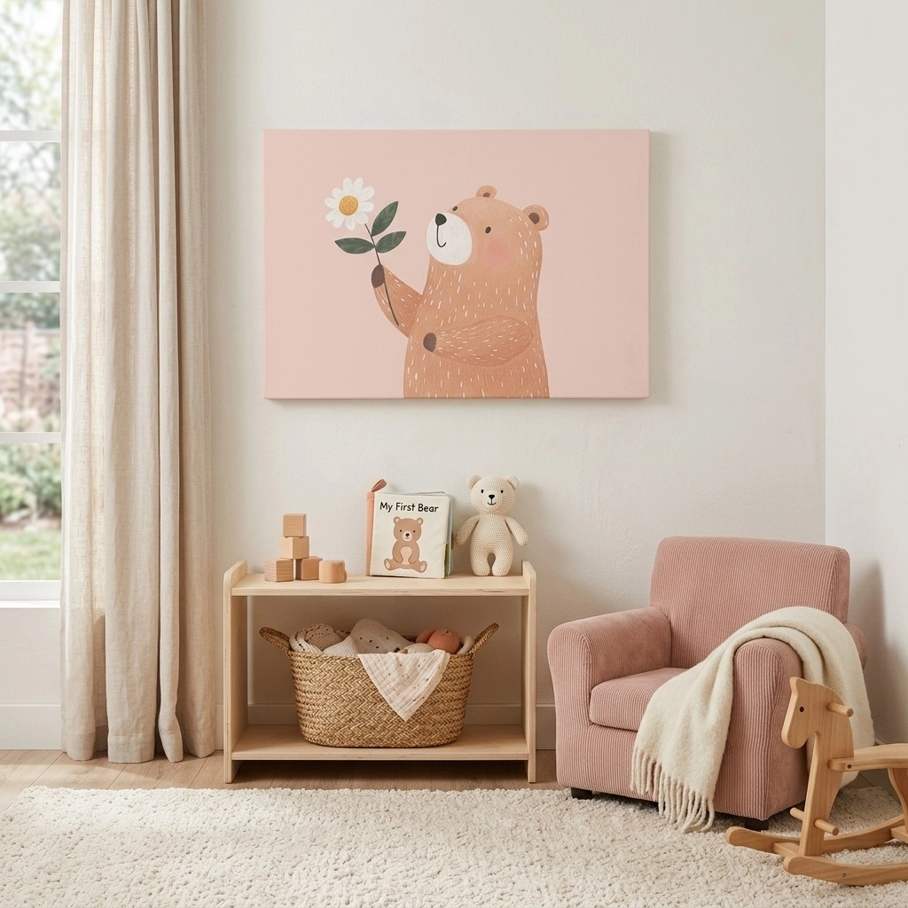 Πινακας σε καμβά BEAR WITH FLOWER