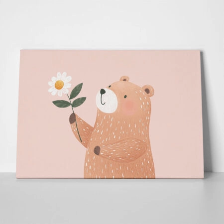 Πινακας σε καμβά BEAR WITH FLOWER - Παιδικοι και set