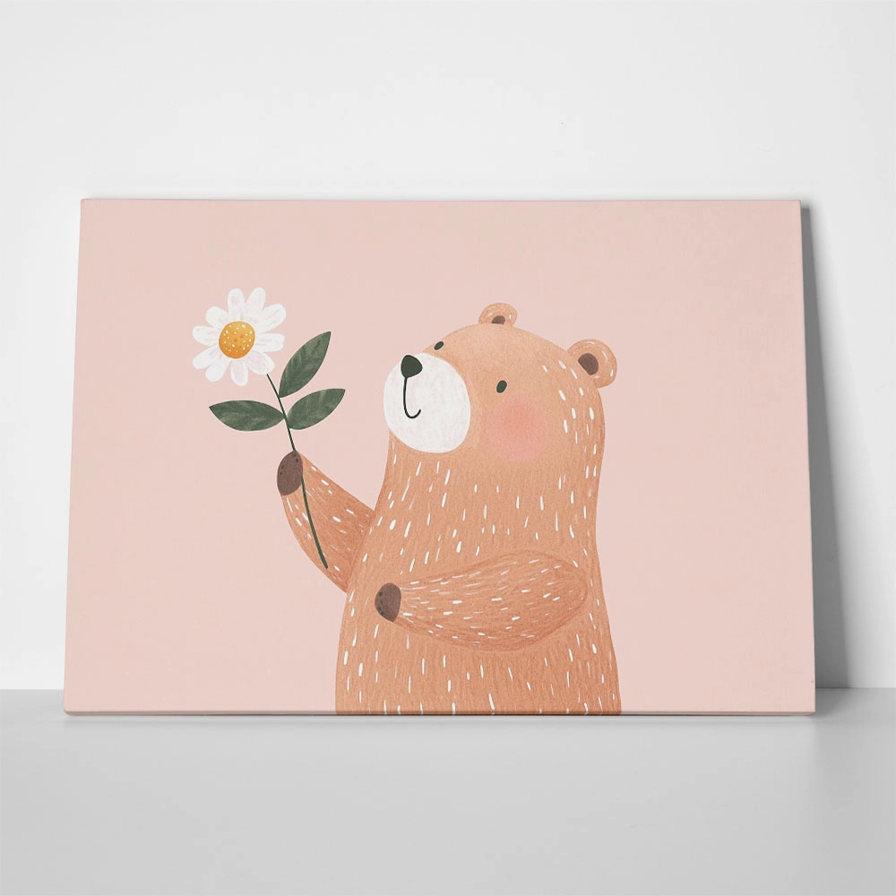 Πινακας σε καμβά BEAR WITH FLOWER