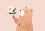 Πινακας σε καμβά BEAR WITH FLOWER