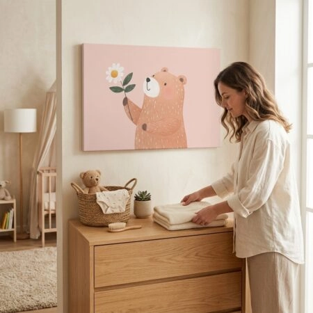 Πινακας σε καμβά BEAR WITH FLOWER - Παιδικοι και set