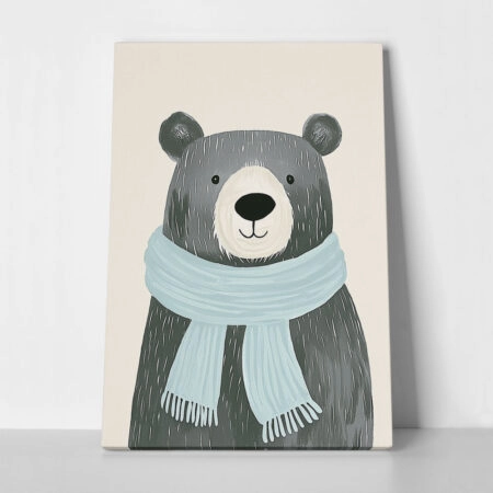Πινακας σε καμβά BEAR WITH SCARF - Παιδικοι και set