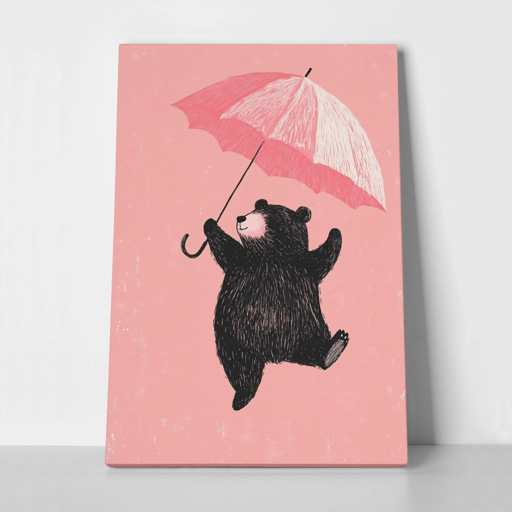 Πινακας σε καμβά BEAR WITH UMBRELLA
