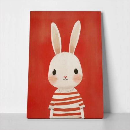 Πινακας σε καμβά BUNNY ON RED - Παιδικοι και set