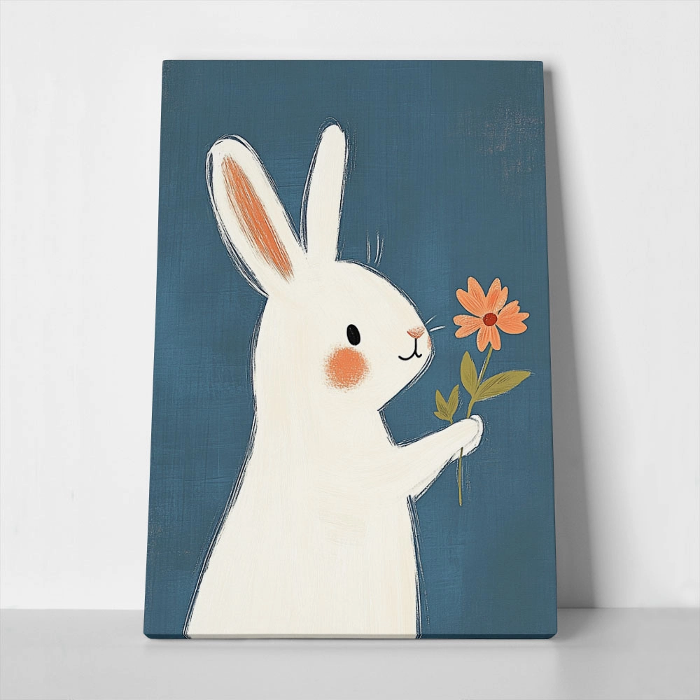 Πινακας σε καμβά BUNNY WITH FLOWER