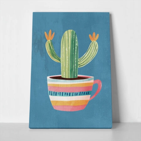 Πινακας σε καμβά CACTUS IN A CUP - Παιδικοι και set