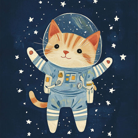 Πινακας σε καμβά CAT ASTRONAUT - Παιδικοι και set Sticky 5