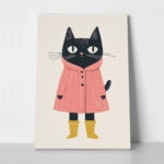 Πινακας σε καμβά CAT IN RAINCOAT