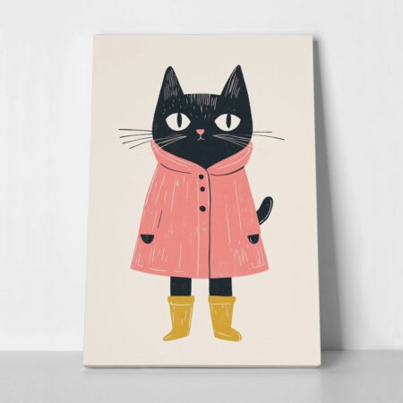 Πινακας σε καμβά CAT IN RAINCOAT - Food and Drink
