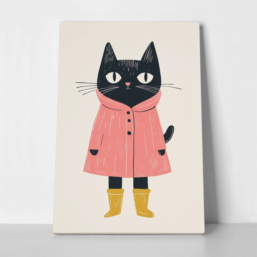Πινακας σε καμβά CAT IN RAINCOAT