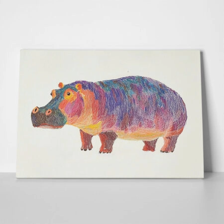 Πινακας σε καμβά COLORFUL HIPPO - Παιδικοι και set