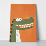 Πινακας σε καμβά CROCODILE ON ORANGE