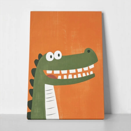 Πινακας σε καμβά CROCODILE ON ORANGE - Παιδικοι και set