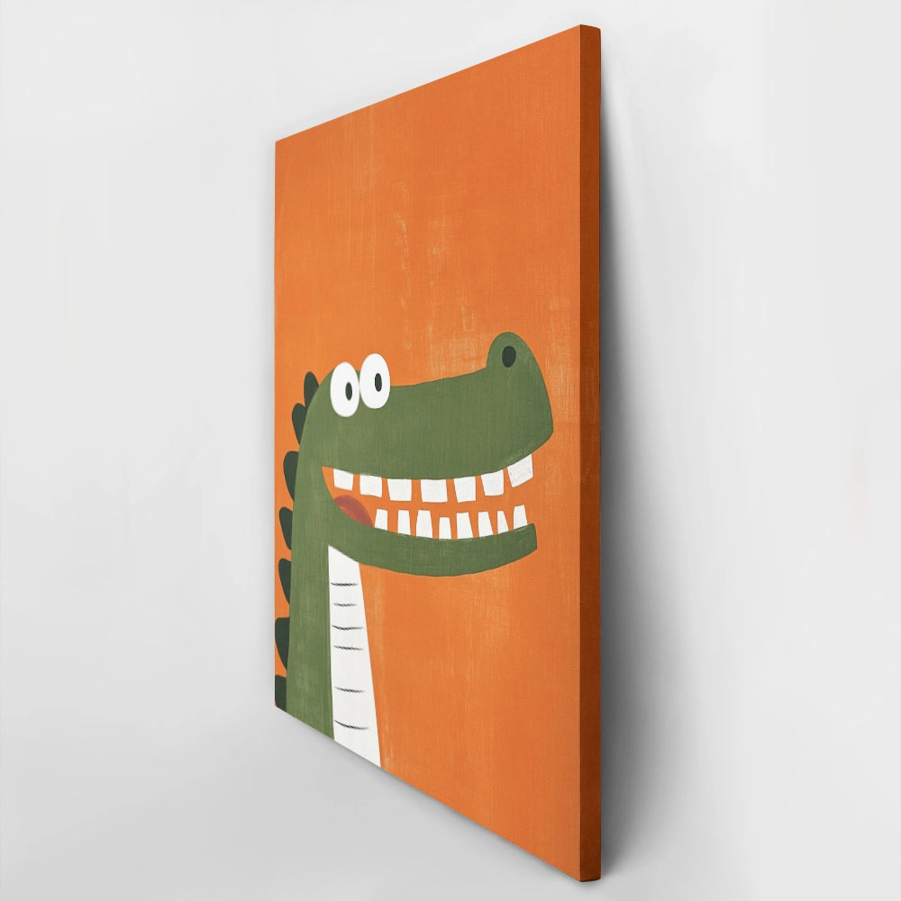 Πινακας σε καμβά CROCODILE ON ORANGE